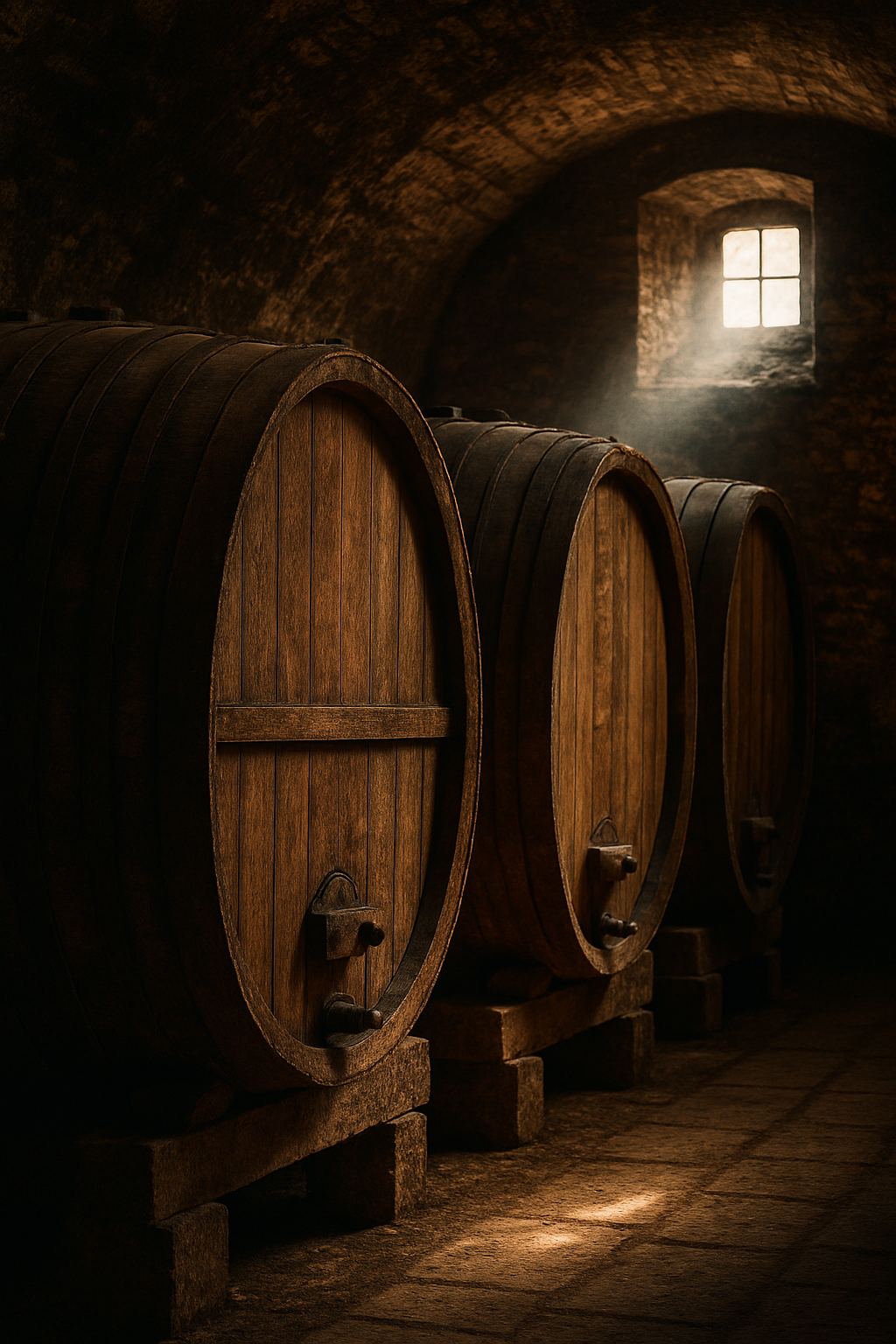 Wine aging in barrels